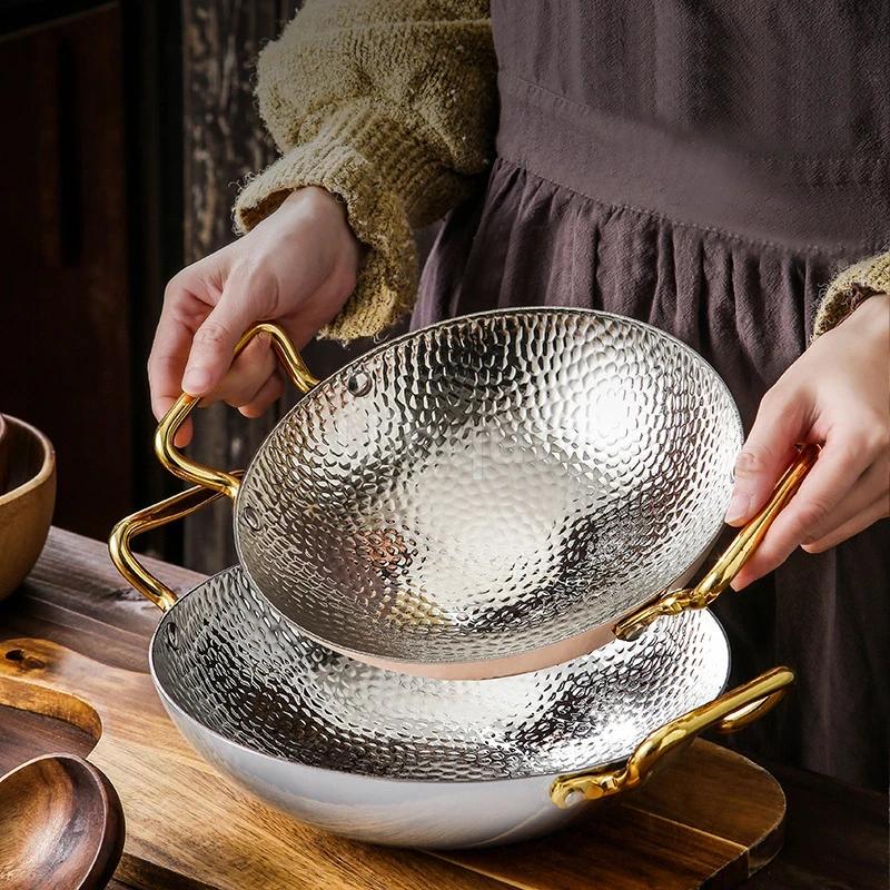 Komerční alkoholový vařič suchý hrnec Speciální nádobí Chinoise hot pot Tvar kladiva Zesílená nerezová ocel 304 sada na suchý hrnec