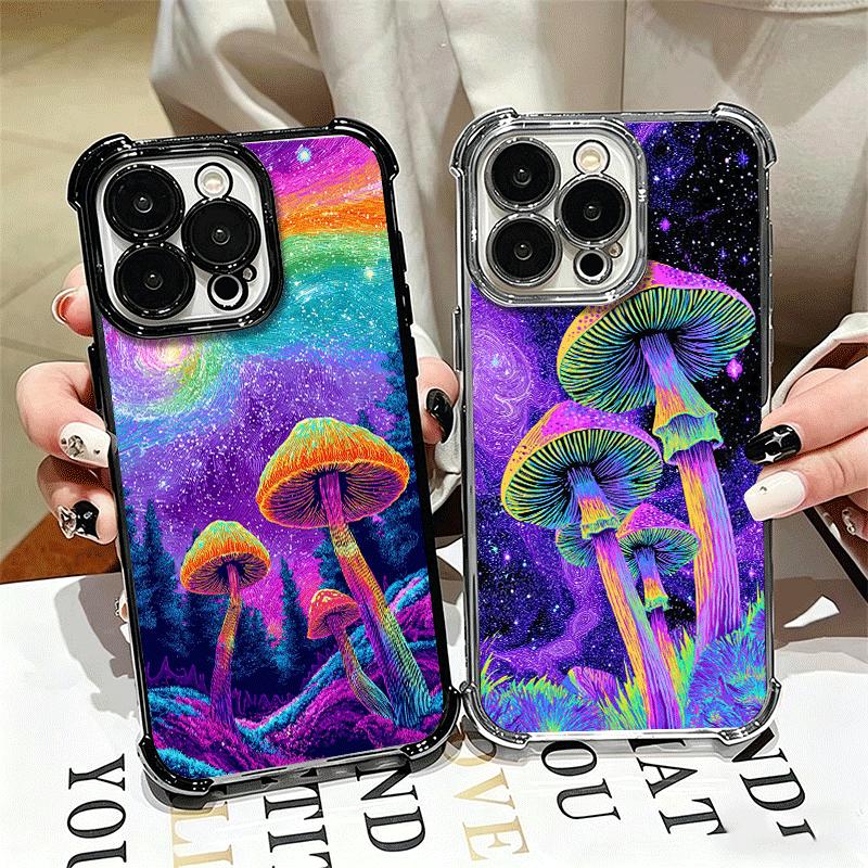 Weird Psychedelic Mushroom Soft Phone Case For iPhone 15 16 17 Air 14 Pro Max 16E Plus 13 12 Mini Plating Anti-Fall Fundas