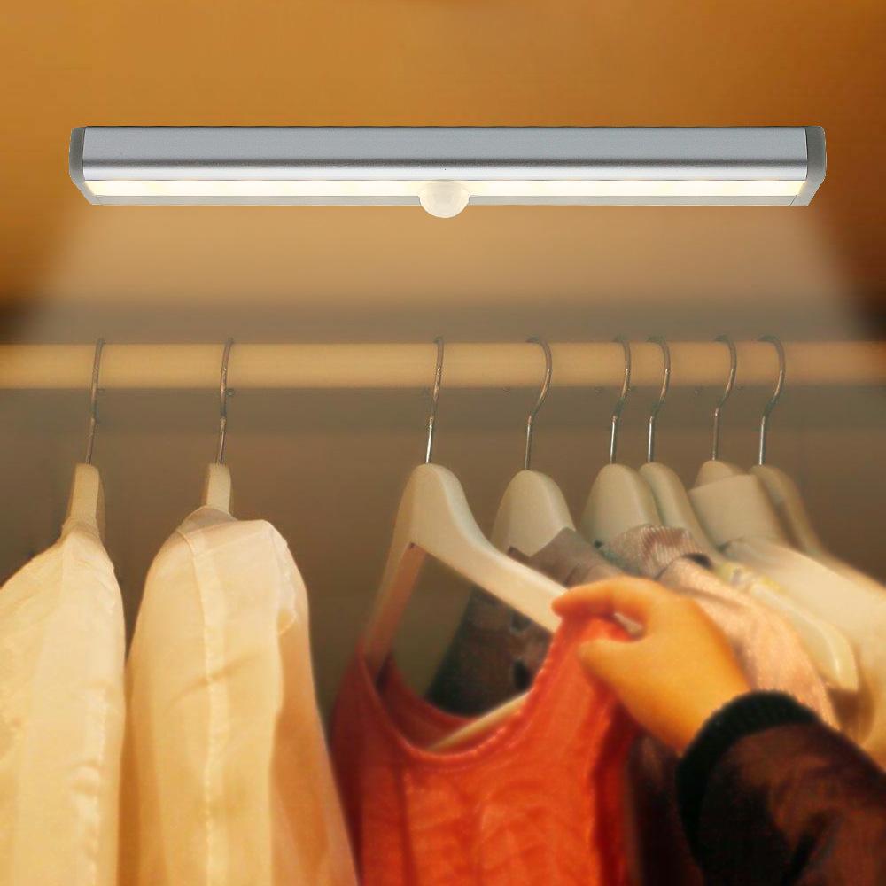 1pcs LED Under Cabinet Lights PIR Motion Sensor Closet 10leds Night Lamp For Home Wardrobe Bedroom Corridor Cupboard Kitchen