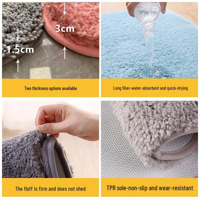 Dicke Plüsch Anti-Rutsch Badezimmermatte - Wasserabsorbierend, Anti-Rutsch, Katzenfreundlicher Teppich für Eingang, Toilette, Couchtisch oder Erker