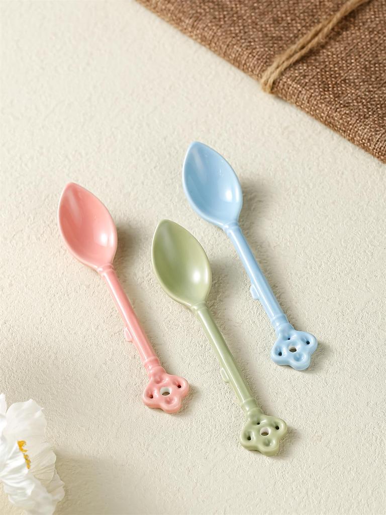 8Pcs Ceramics Coffee Spoon Afternoon Tea Tableware Accessories Kitchen Bar Counter Tools Tea Desserts Coffee Mixing Spoon