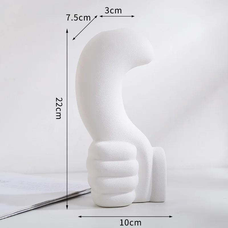 Nordic Creative Ceramic Big Thumb Shaped Vase Family Living Room Office Dining Room Bedroom Decoration, Special-Shaped Vase, 1Pc