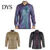 Retro Button Design Shirt Men Performance Shiny Surface Turn-down Collar Single-breasted Long Breathable Sleeves Buttons Satin Club Party Disco Stage