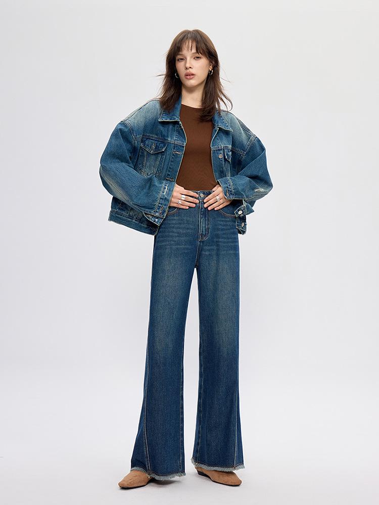 Women's 2025 Vintage High-Waisted Slimming Denim Jacket - Faded Retro Loose-Fit