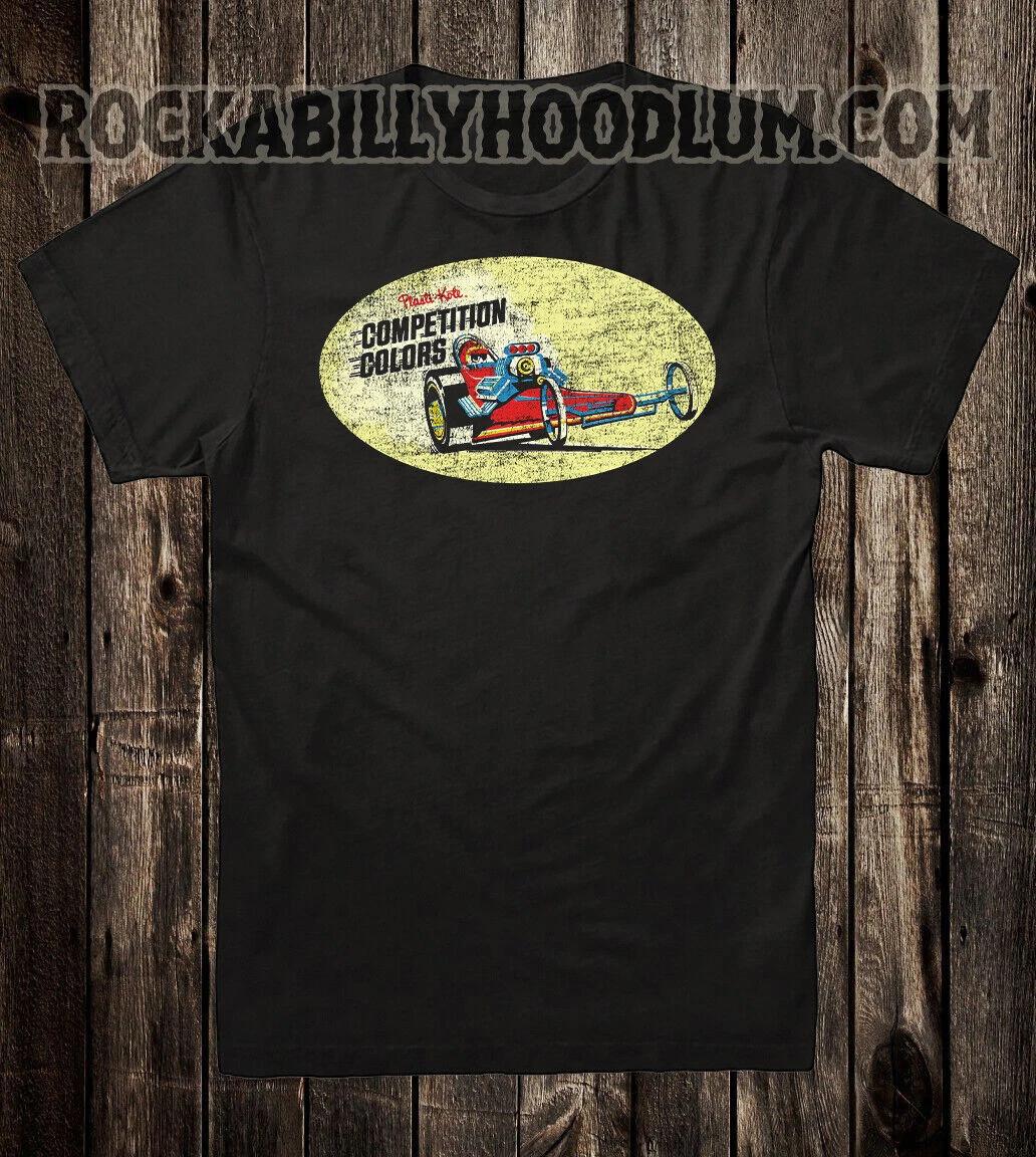 Retro Hot Rod Tee T Shirt Drag Race Racing Plasticoat Paint Dragster Colors L