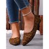 Pointed Leopard Print Pumps for Women's 2025 Autumn New Flat Plus-size Beanie Shoes
