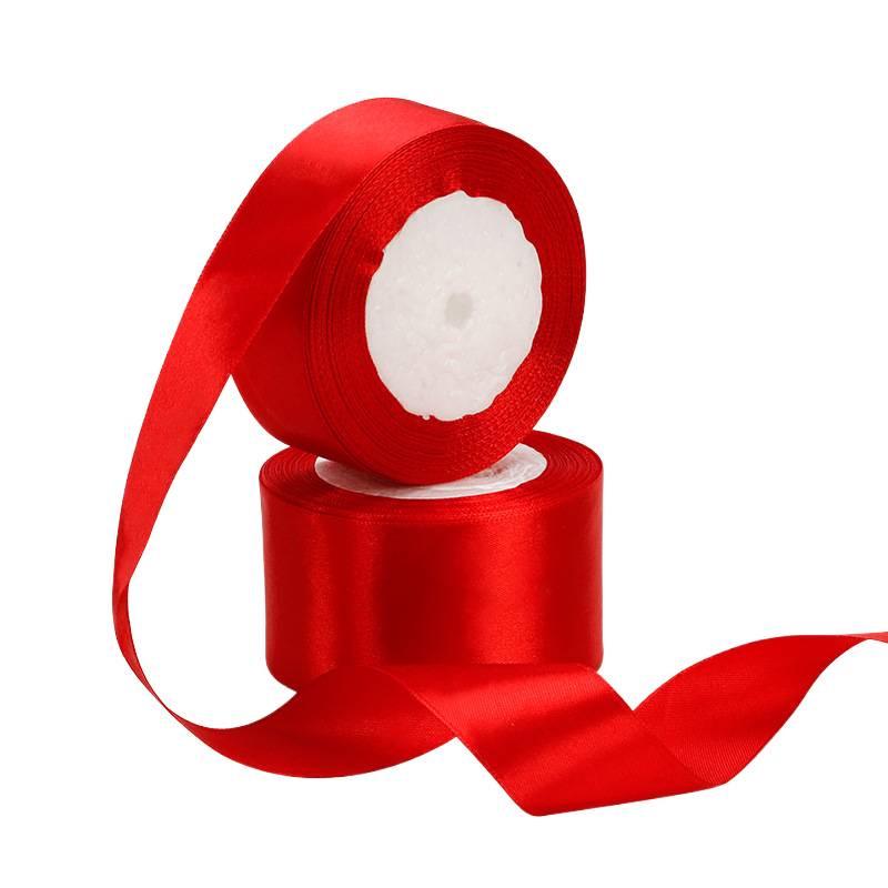 Handmade Bright Red Silk Ribbon for Wedding, Packaging, Cake Decoration, and Car Streamer.