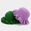 Handmade crochet ruffled wool hat fashion colorful hat men's and women's ruffle edge hat