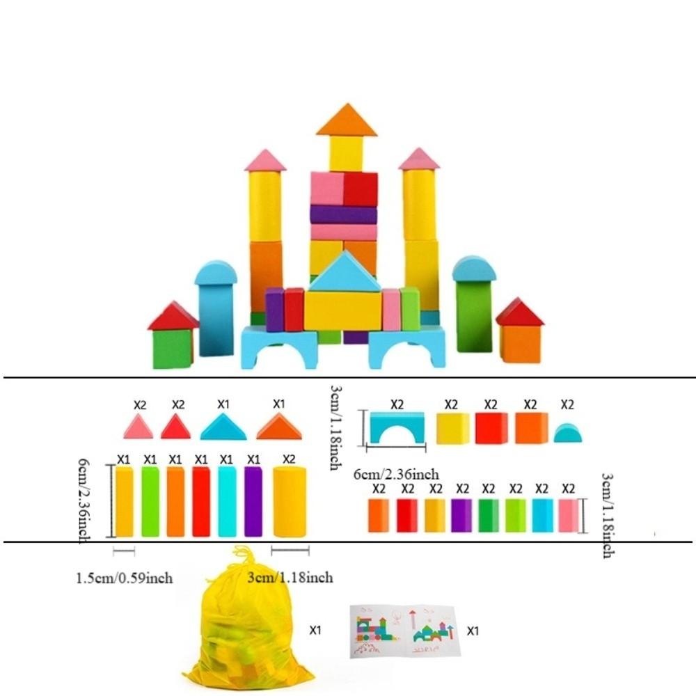 40PCS/SET Learning Sensory Wooden Building Blocks Colorful Early Educational Toys  For Children