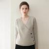 Autumn/Winter Women's Solid Color Cashmere Knit Cardigan with Three-Button Raglan Sleeves