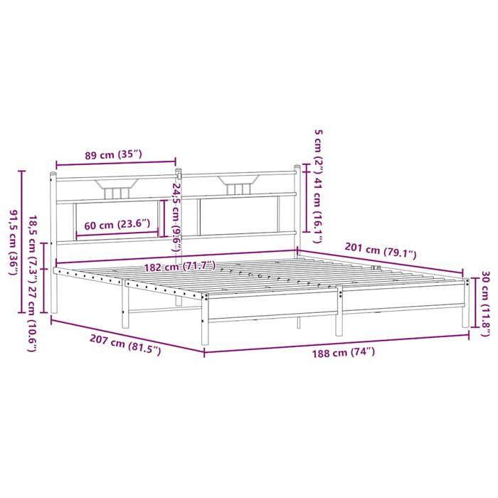 VidaXL Bed Frames Without Mattress Sonoma Oak 183x203 Cm, Bedroom Furniture, Double Bed, Bed Base, Bed, Frame of 4106948