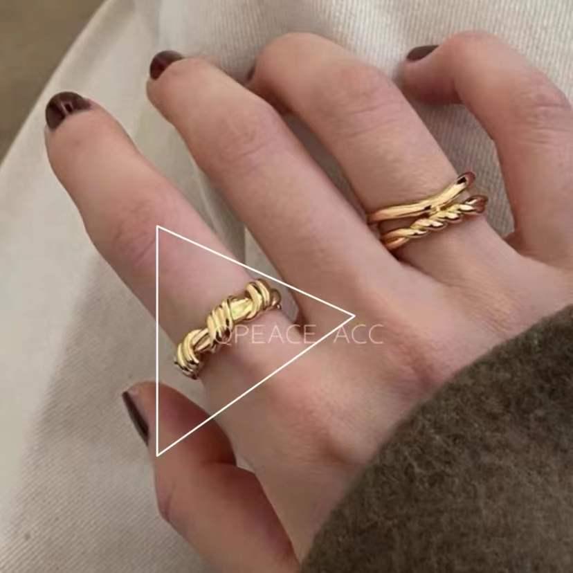 Korean Croissant Open Pig Nose Adjustable Double-Layer Ring for Women
