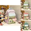 Nylon School Backpack For Girls With Shoulder Strap And Cartoon Letter Print Design For School And Travel