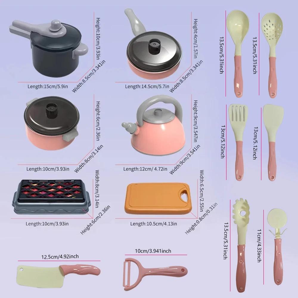 Conjunto de Brinquedos de Cozinha para Crianças 92/69/59 PCS Kit de Acessórios de Cozinha de Brincar com Panelas de Brincar Comida de Brincar Brinquedo de Cozinhar Meninas Meninos Presente