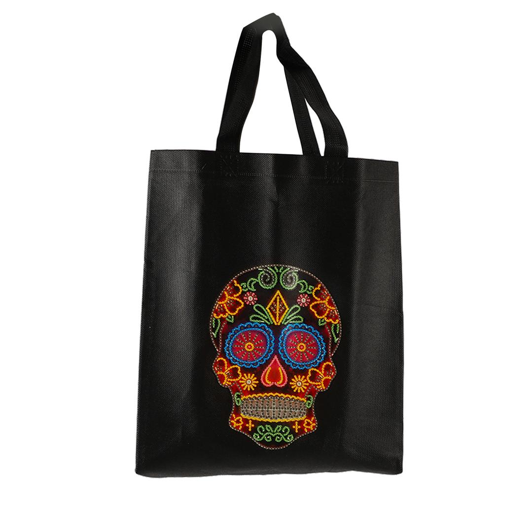 Rhinestone Painting Handbag Skull On Black Style Rich Colors 5D Rhinestone Shopping Bag for Kids