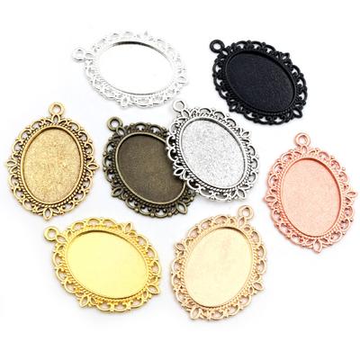 10 Stück 18x25mm Innenmaß 7 Farben Vergoldet Klassischer Stil Cameo Cabochon Basis Fassung Anhänger Halskette Zubehör