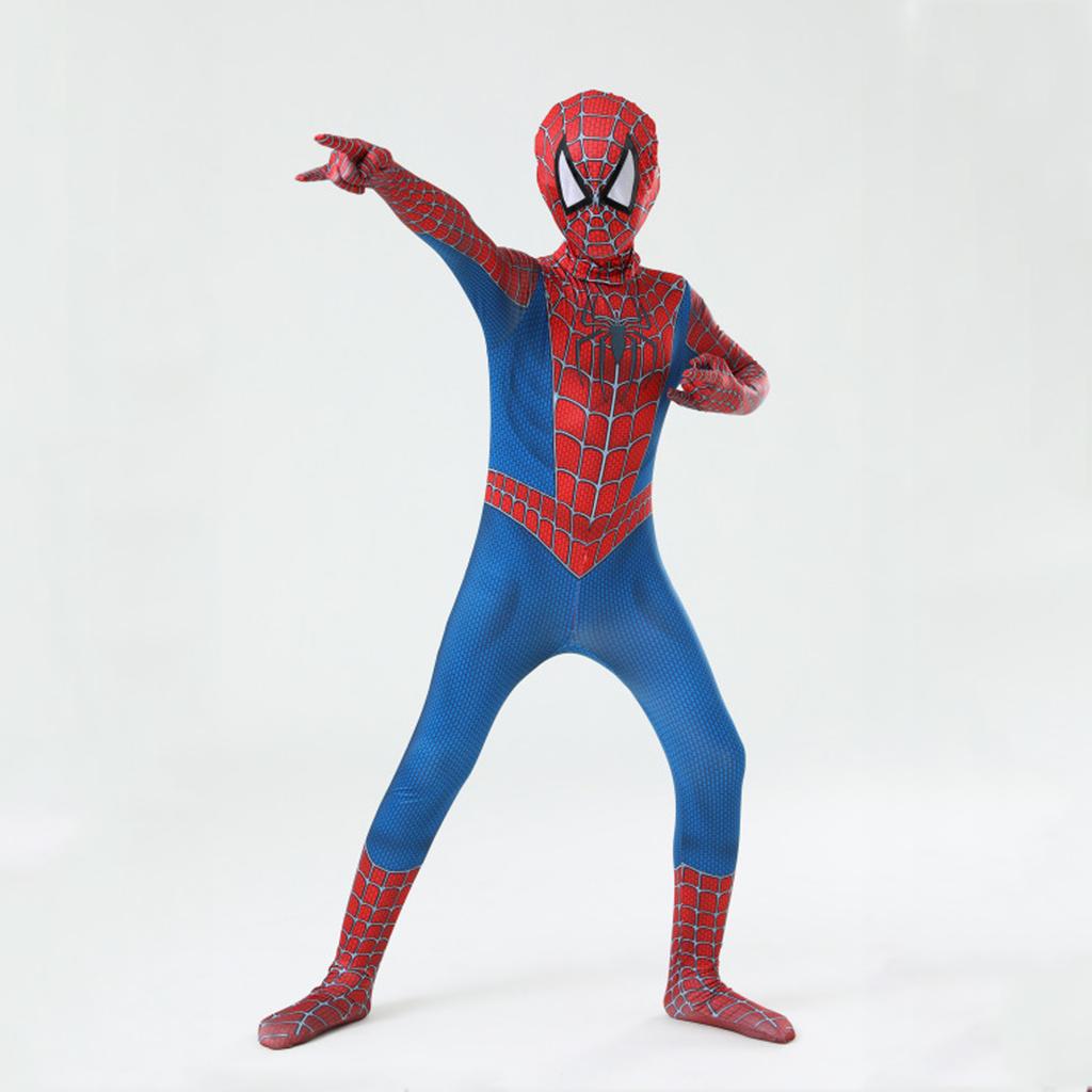 Kids Full Body Stretch Jumpsuit Costume with Mask for Halloween Stage Performance Party Cosplay Outfit