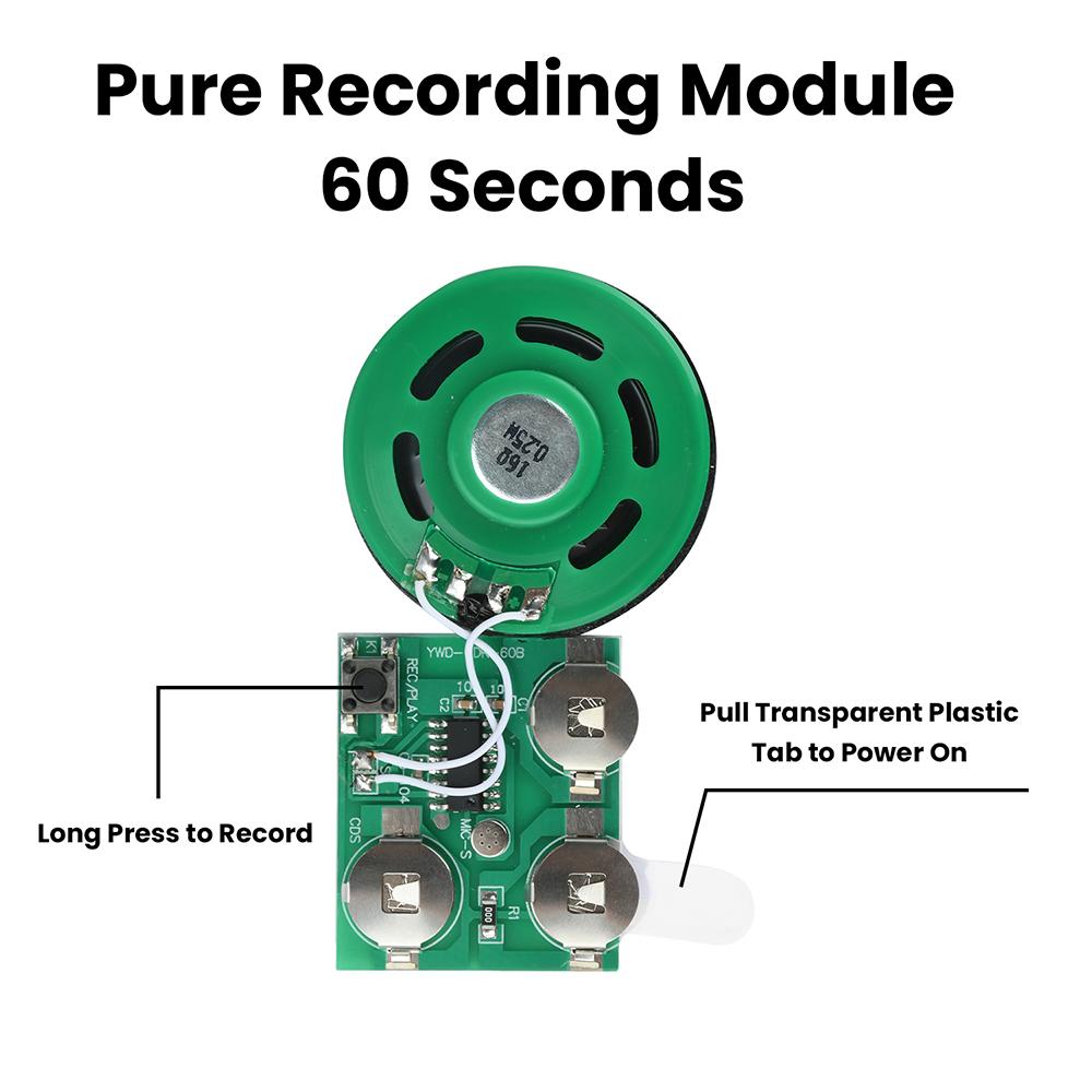 60 second DIY recording and playback board music module voice module, with battery AG10, suitable for greeting cards