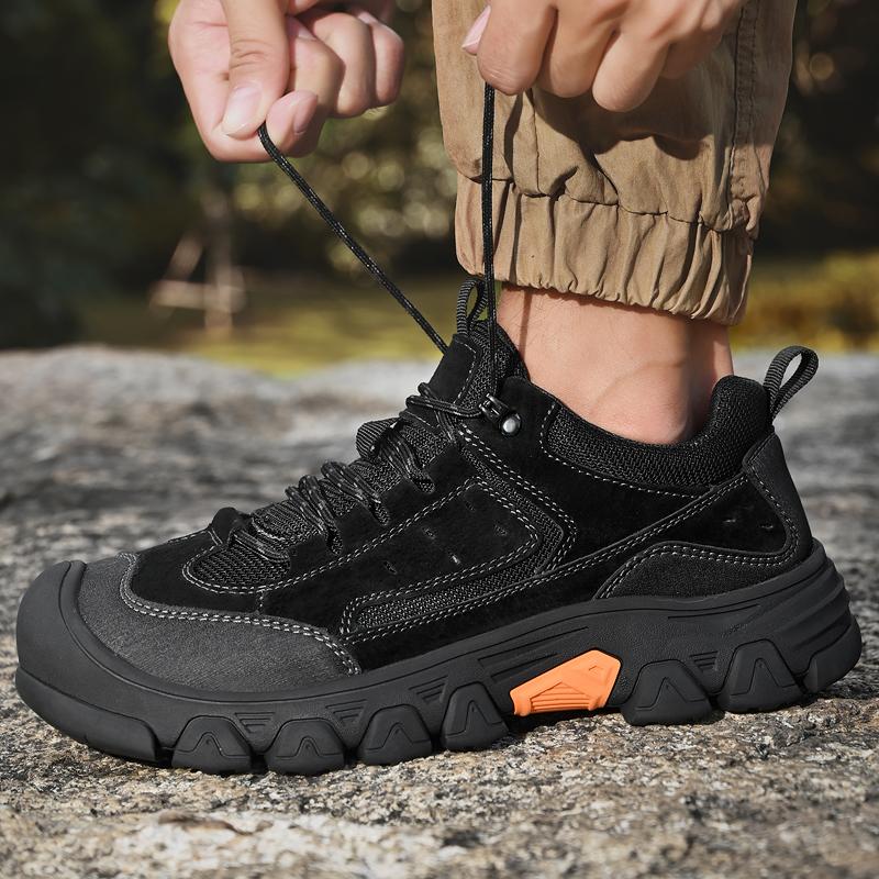 Fashion Autumn Antiskid Casual Leather Designer Shoes Hand Stitched Thick Bottom Mens Hiking Footwear Leisure Outdoor Walking Shoes