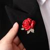 Temperament Red Rose Flower Brooch High-end High-end Suit Pins  Dinner Party