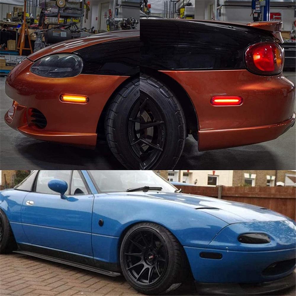 For 1990-1997 Mazda Miata 1999-05 Mazda MX-5 LED Side Marker Lights Smoked Lens