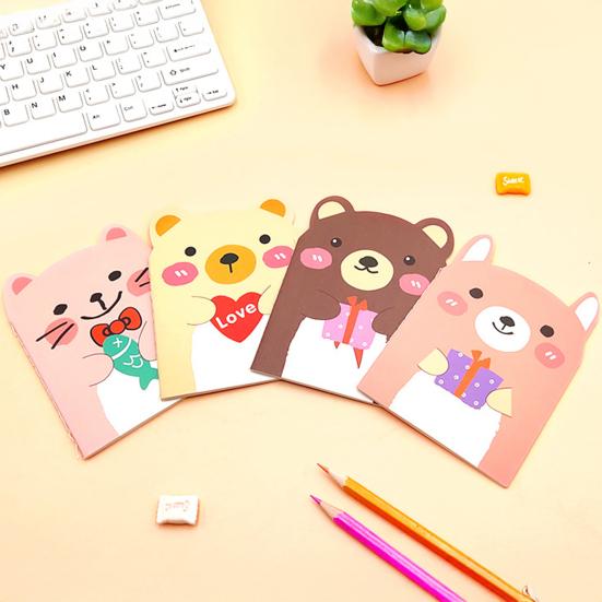 4Pcs Mini Cute 3D Animal Shape Notebooks Daily Thick Writing Paper Notebooks Cartoon Memo Notebook for School Office