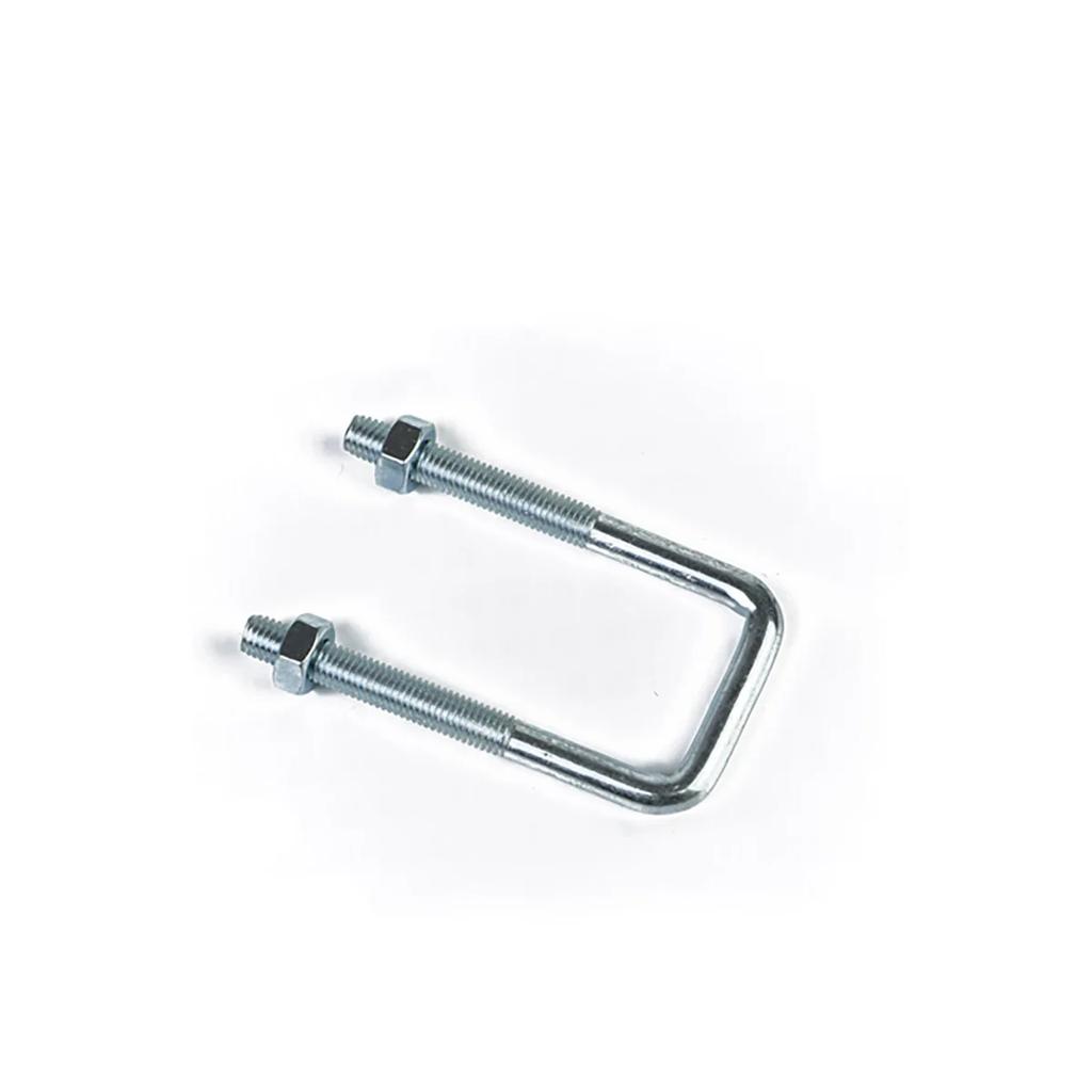 Galvanized Carbon Steel U Bolt and Square Clamp Set Right Angle Screw Buckle for Water Pipe Flange Mounting M6 M8 M10 M12 M14M16