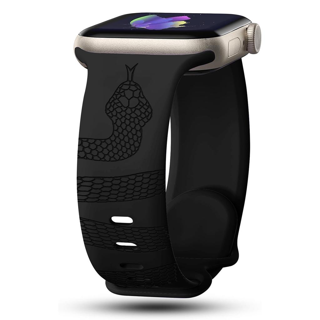 Korea Engraved Snake Silicone Band For Apple Watch 42mm 46mm 49mm 41 45 40 38 Band For Watch S10 9 8 7 Perfect Daily Wear Sport
