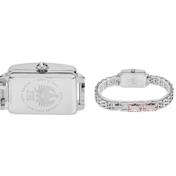 Ceas pătrat de metal Geiger GE1248WS + set de curea din piele, ceasuri populare coreene