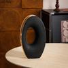 Creative White Gold Ceramic Vase Minimalist Round Flower Pots Desk Decoration Flowers Arrangement Vases Room Aesthetic Decor