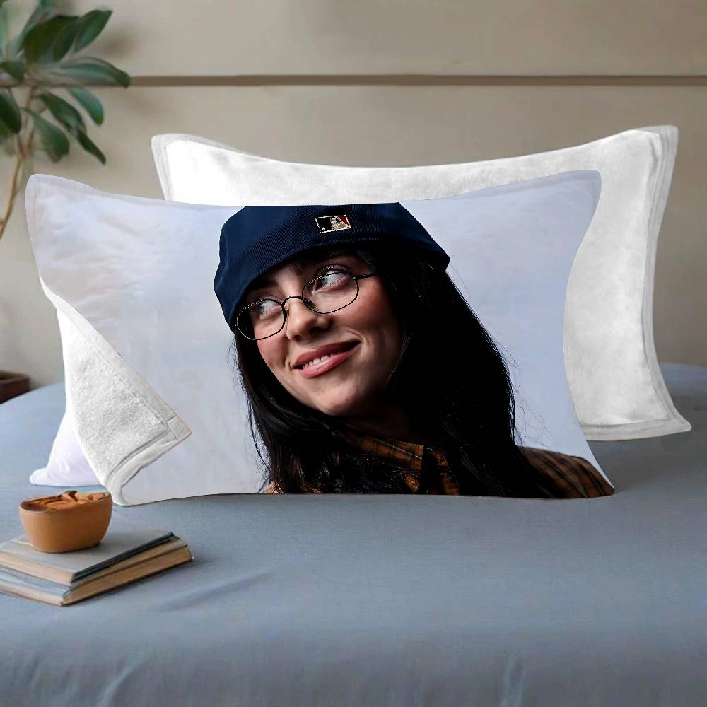 B-BillieS Singer E-EilishS Quick-Dry Polyester Pillowcase For Adult Women, Anti-Oil, Non-Slip, Sweat-Absorbent, Home Use