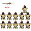 11Pcs Medieval Stormwind Soldiers Golden Knights Building Blocks Accessories Helmet Sword Weapons Action Figures Kids Toys Gifts