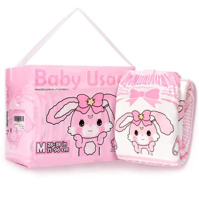 Culottes Couches Adultes LittleForBig, Design Lapin Bébé Mignon, Imprimé Fleurs Disparaissant, Rose, Paquet de 10, Moyen