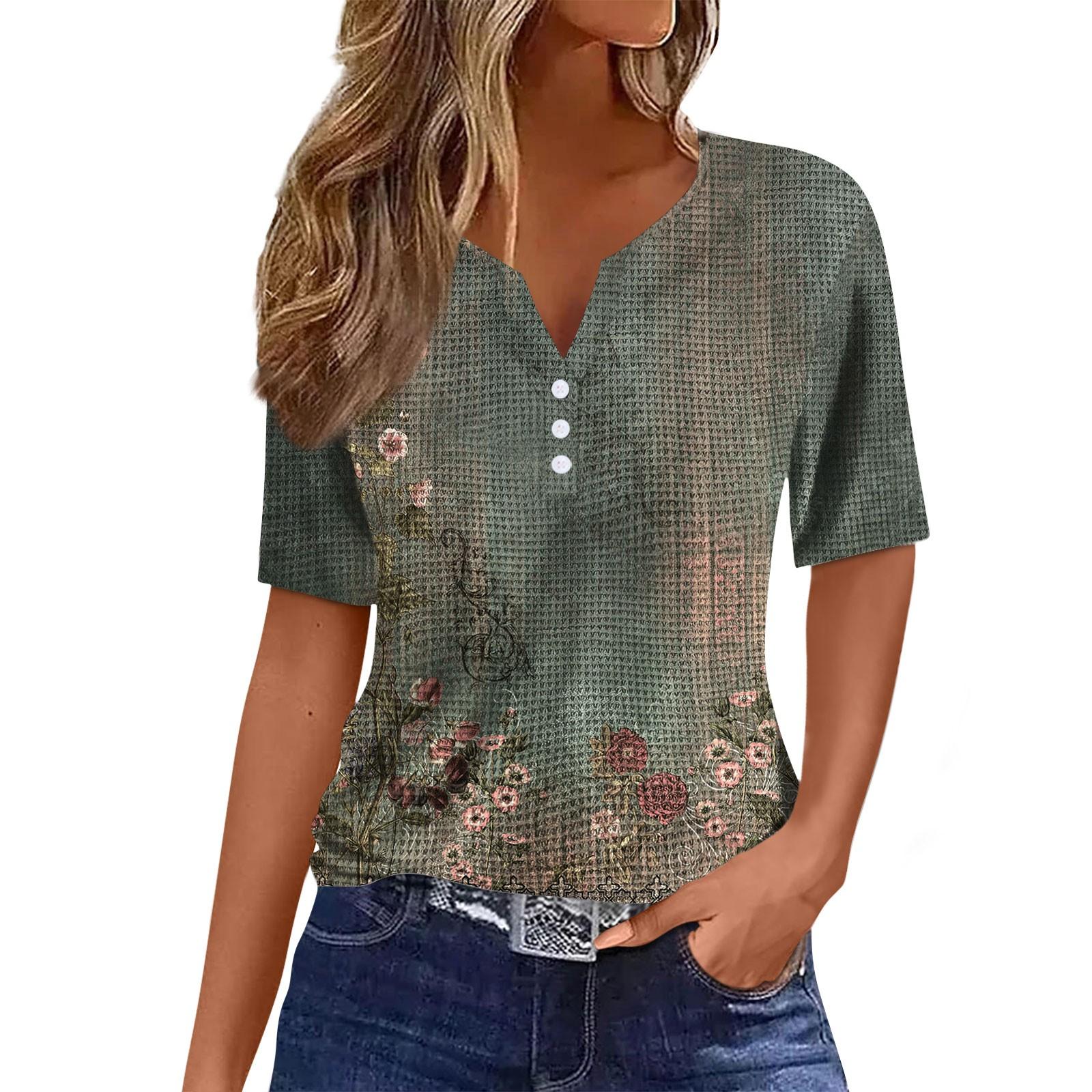 

Женские повседневные свободные рубашки модные топы футболки футболки M армия зеленый