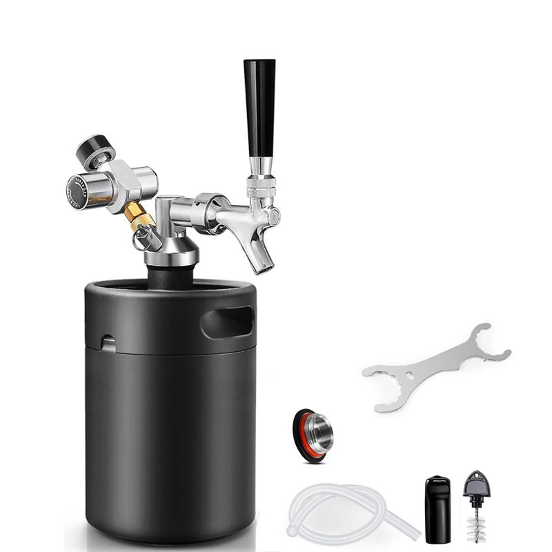 2L(64oz) Mini Keg Growler Kit,Craft Beer Barrel with 0-60psi Co2 Charger & Self-Closing Tap,Beer Carbonated Dispensing Container