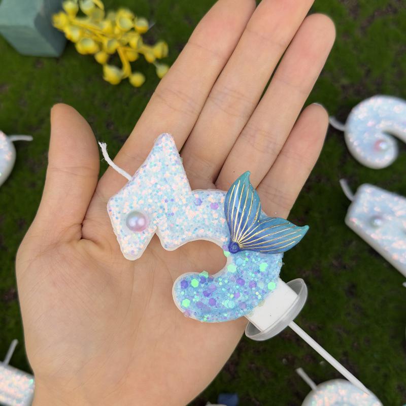 Mermaid Tail Digital Birthday Candles for Cake Decoration and Party DIY
