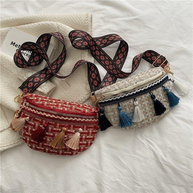 Ethnic Style Handbag Women's Textured Canvas Bag Simple Single Shoulder Crossbody Women's Bag