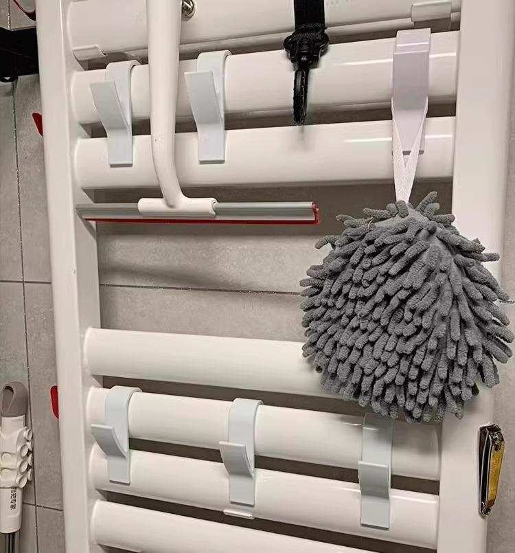 Bathroom Organizer and Storage Track Transparent Shelf Heated Towel Radiator Kitchen Accessories Hook Up White Coat Rack Home