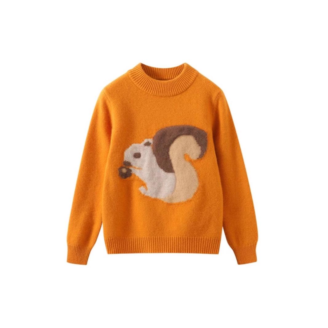 

Кардиган из австралийской мериносовой шерсти с мультяшным рисунком: Теплый пуловер с круглым вырезом для детей - осенне-зимний стиль. 170 cm