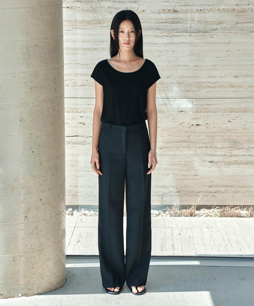 Siyajyu Sitp5286 Cap Sleeve Slim Short Sleeve T-Shirt_Black