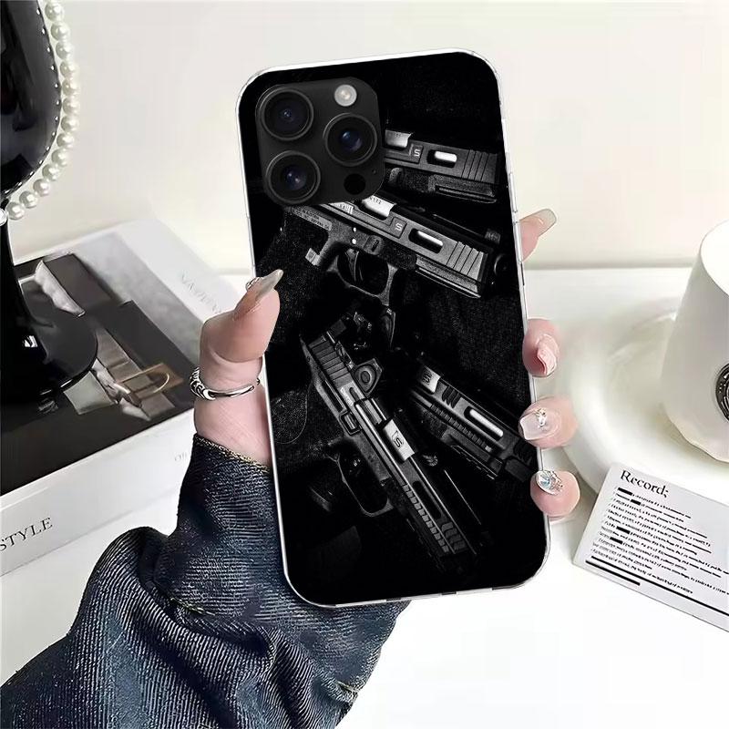 Gun Bullets AK47 Handgun Soft Phone Case For IPhone 11 17 Air 16E 16 Pro Max 15 + 14 Plus 13 Mini 12 Apple 7 SE 8 Fundas Coque 1