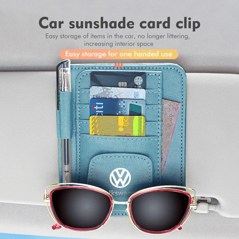 For Volkswagen VW Car Sunshade Card Package Holder Sunglasses Ticket Card Clip Scirocco Passat Polo B5 B6 B7 CC Tiguan Sharan BJ1