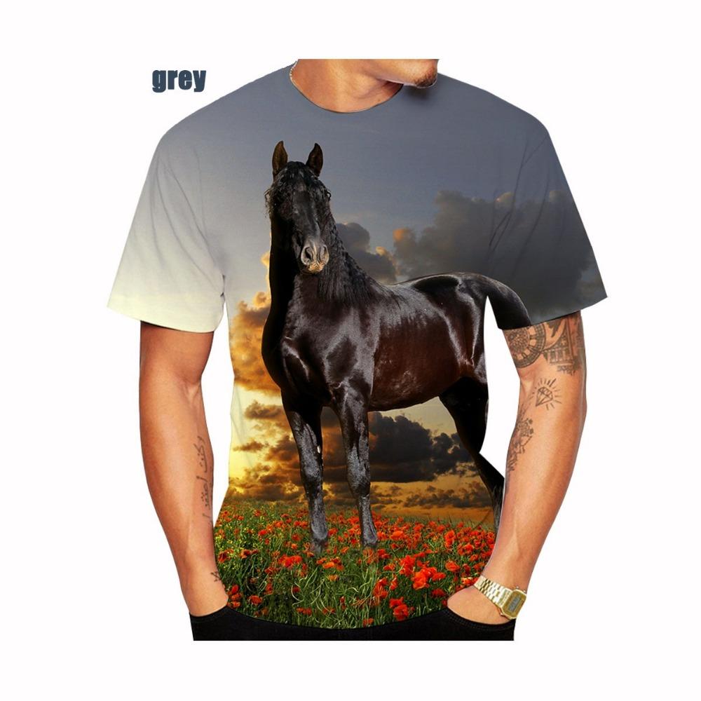 New Fashion Horse 3D Printied Mens and Women T Shirts Animal Horse Printied Casual Loose Short Sleeve Size XS-5XL