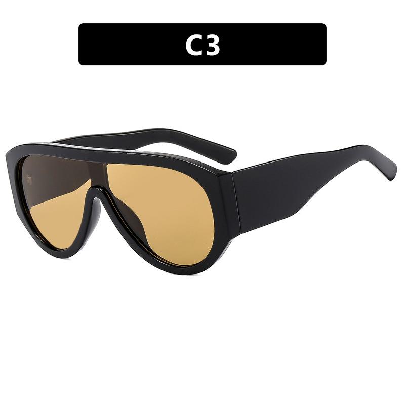 New Integrated Large Frame Oval Sunglasses Retro Brand Designer Double Bridge Glasses Fashion Women'S Sunshade Eyeglasses