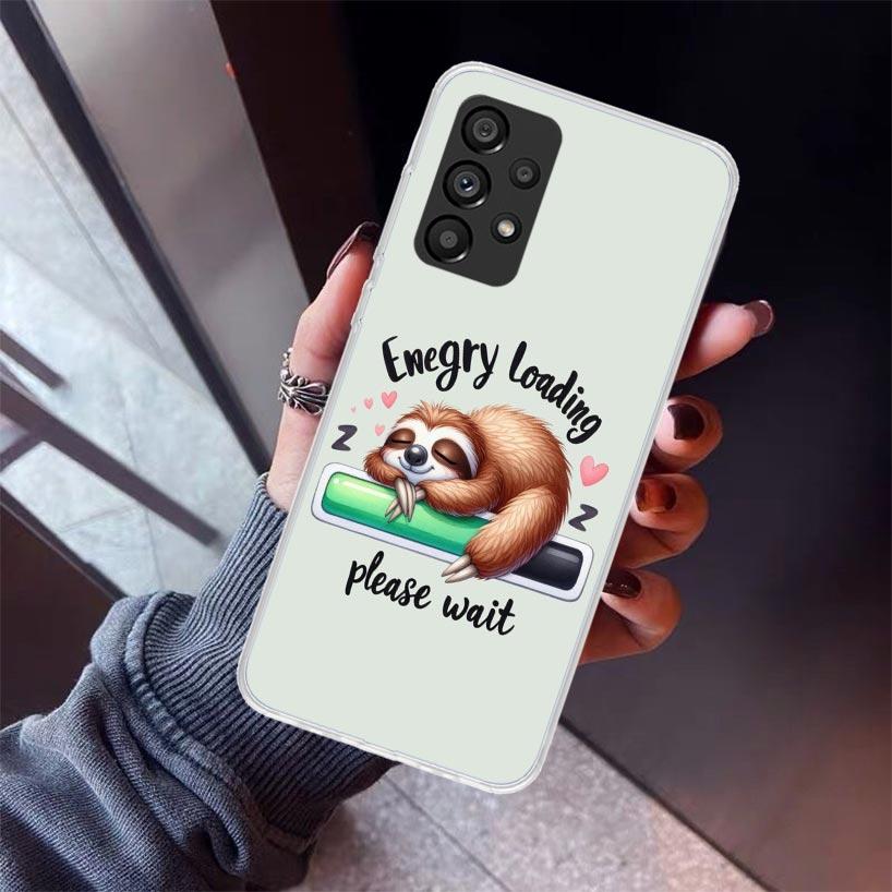 Animal Cute Cartoon Sloth Coffee Phone Case For Samsung Galaxy A12 A52S A42 A32 A22 A51 A50 Note 20 Ultra 10 S10 Plus A71 A70 A3