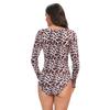 New leopard print long-sleeved swimsuit, European-style sexy cut-out one-piece surfing suit, figure-hugging girlie swimsuit