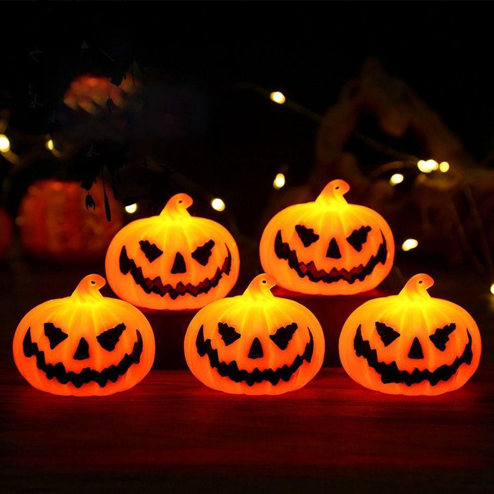 

3 Pcs Plastic LED Pumpkin Lamp Flashing Party Supplies Halloween Decoration