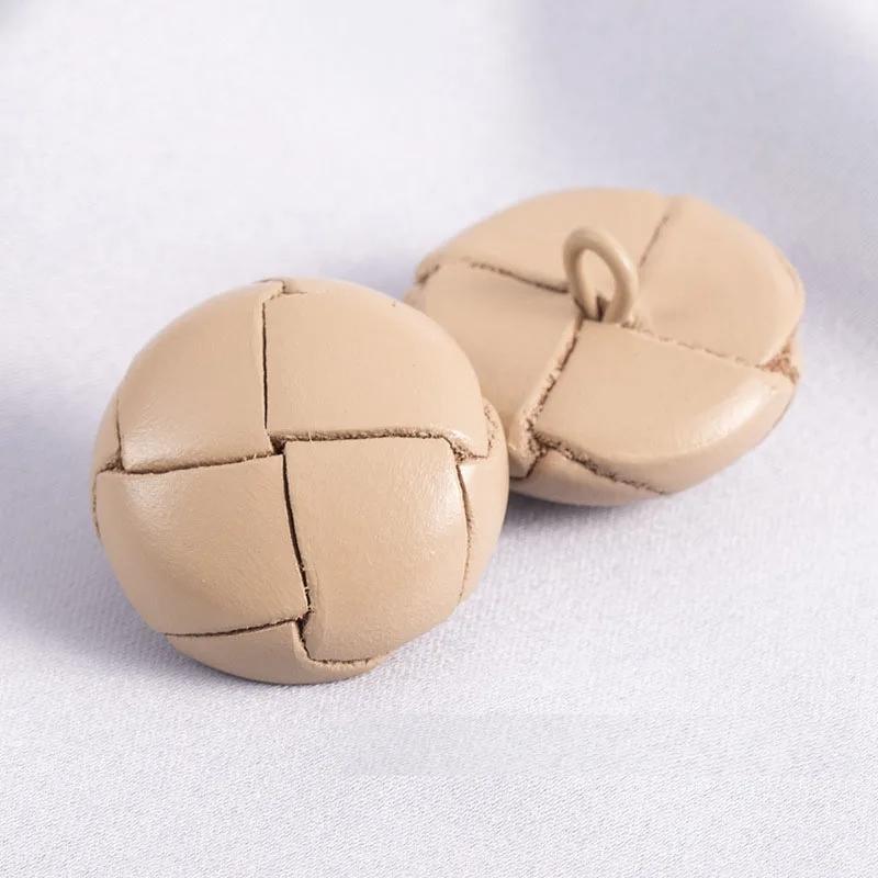 4Pcs/lot 18/23/25mm Colored Leather Button Coat Windbreaker Retro Leather Buttons Woven Leather Decorative Button Accessories