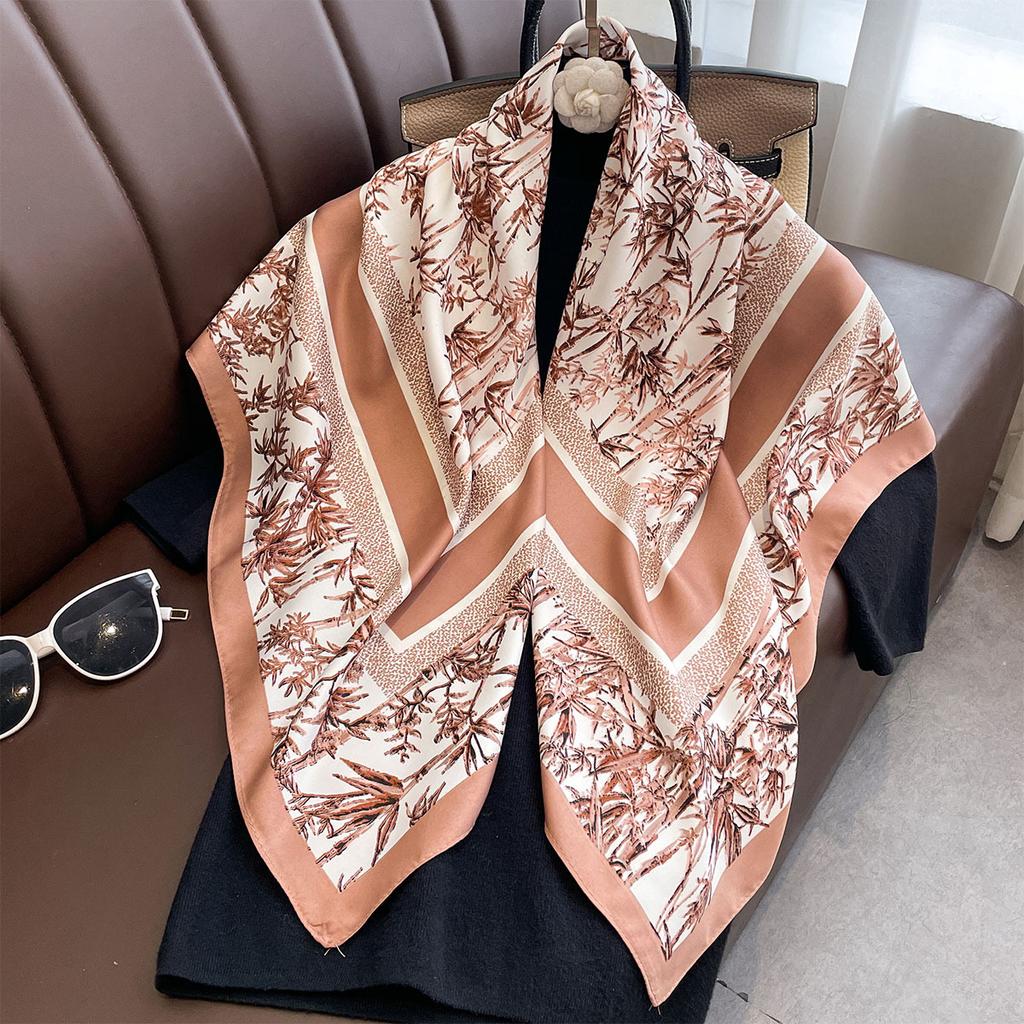 90*90Cm Luxury Silk Twill Square Scarf Hijab Women Bandana Soft Scarves Neckerchief Designer Hair Shawl Wrap Headband Bufanda