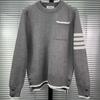 High Version TB Sweater New Men's and Women's Casual Long-sleeved Pocket Striped Four-bar Knitted Crew Neck Long-sleeved Sweater